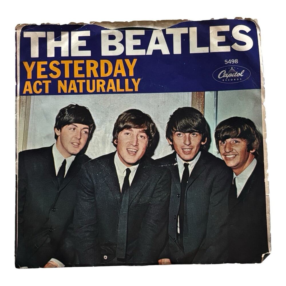 The Beatles Yesterday 45 1965 Capitol 5498 Picture Sleeve West Coast Tab Cut